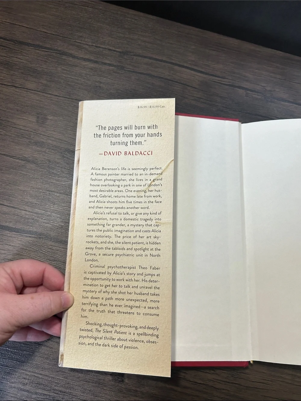 The Silent Patient by Alex Michaelides Hardcover Book - Cream with Red Text